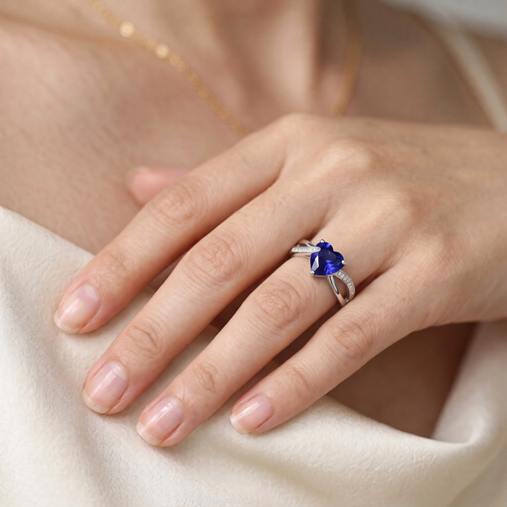 Blauer Saphir-Verlobungsring & Natürlicher Diamant ( nicht im Labor gezüchtet )en 2 Karat Gold