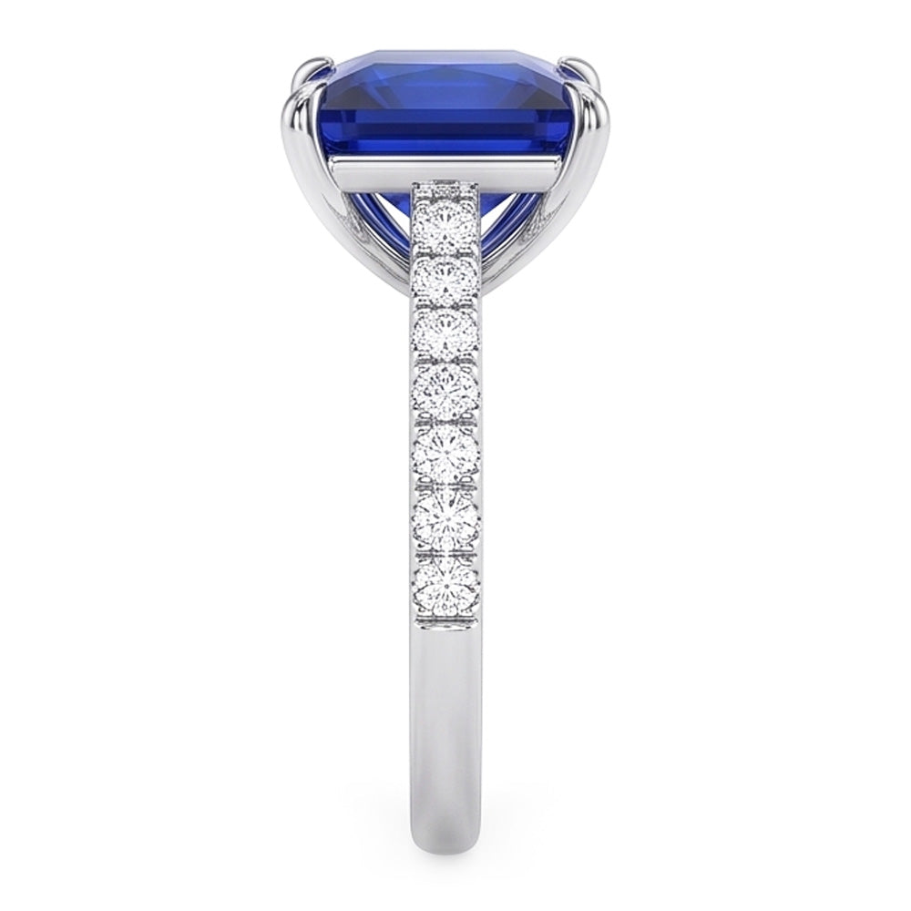 Blauer Saphir-Verlobungsring mit Aus der Erde Abgebauter Natürlicher Diamantakzenten 6 Karat