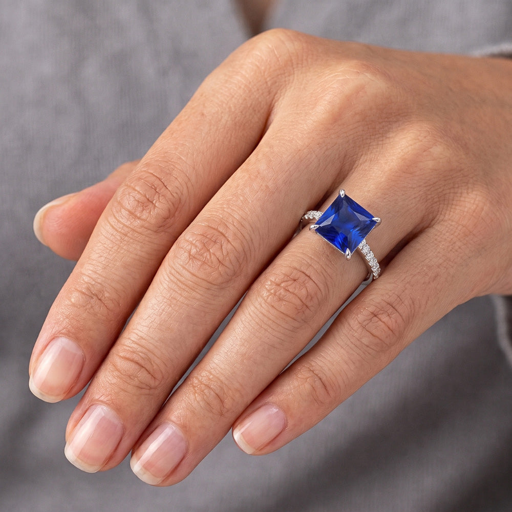Blauer Saphir-Verlobungsring GIA ZERTIFIZIERT mit Diamantakzenten 7,14 Karat