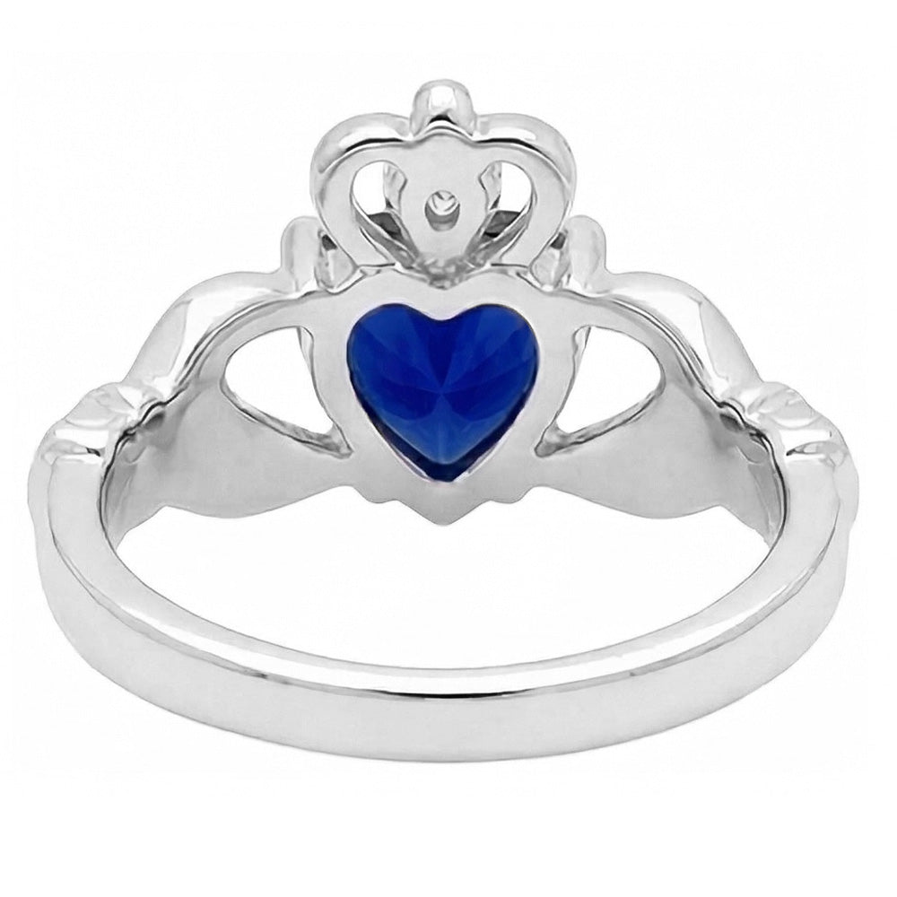 Blauer Saphir & Natürlicher Diamant ( nicht im Labor gezüchtet ) Ring Herzform 2,25 Karat Weißgold 14K