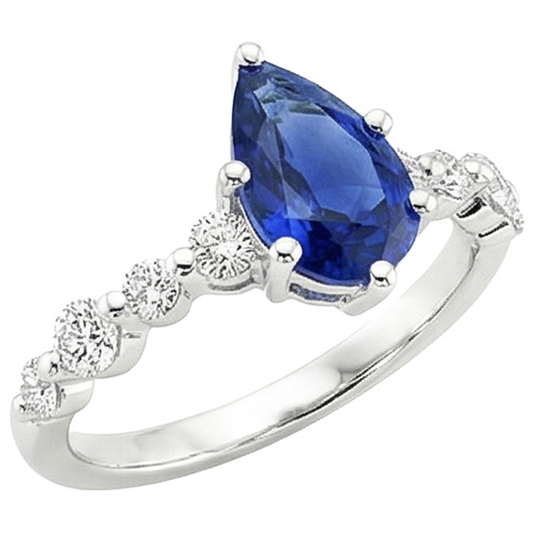 Blauer Saphir & runder Natürlicher Diamant ( nicht im Labor gezüchtet )-Verlobungsring mit Akzenten 4,25 Karat