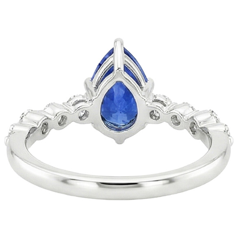 Blauer Saphir & runder Natürlicher Diamant ( nicht im Labor gezüchtet )-Verlobungsring mit Akzenten 4,25 Karat