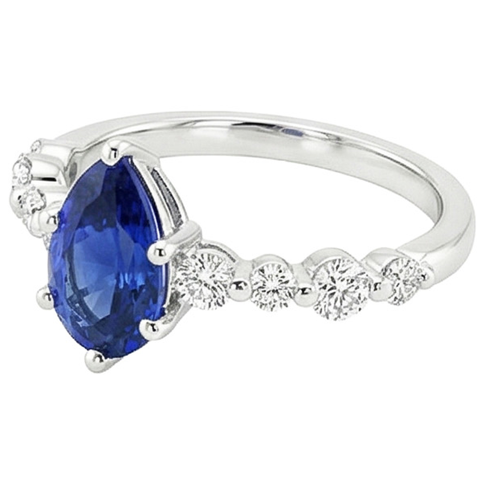 Blauer Saphir & runder Natürlicher Diamant ( nicht im Labor gezüchtet )-Verlobungsring mit Akzenten 4,25 Karat