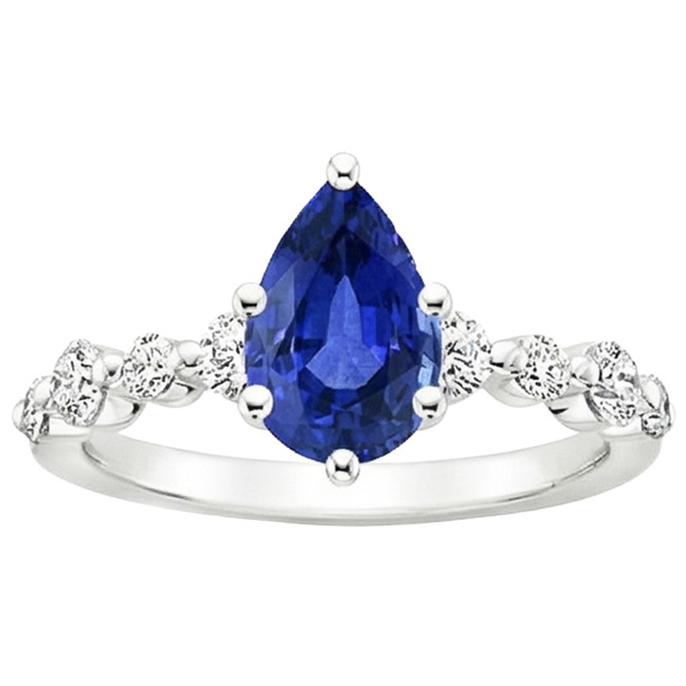 Blauer Saphir & runder Natürlicher Diamant ( nicht im Labor gezüchtet )-Verlobungsring mit Akzenten 4,25 Karat