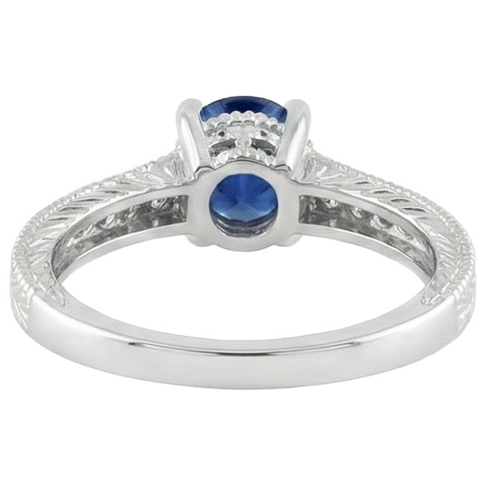 Blauer Saphir im Ovalschliff mit Aus der Erde Abgebauter Natürlicher Diamantring 1,85 Karat Weißgold 14K
