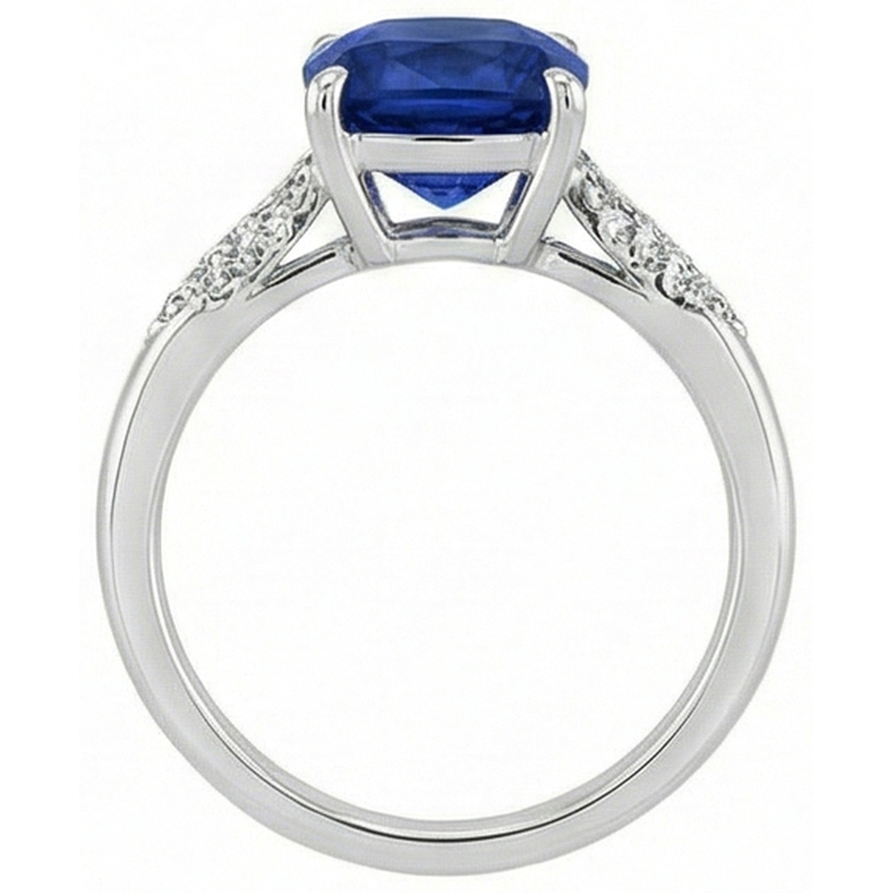 echter round saphir 2Karat ring Profilansicht