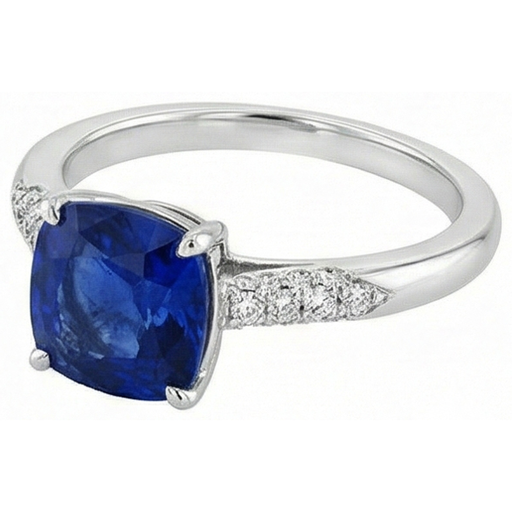 echter round saphir 2Karat ring Vorderansicht