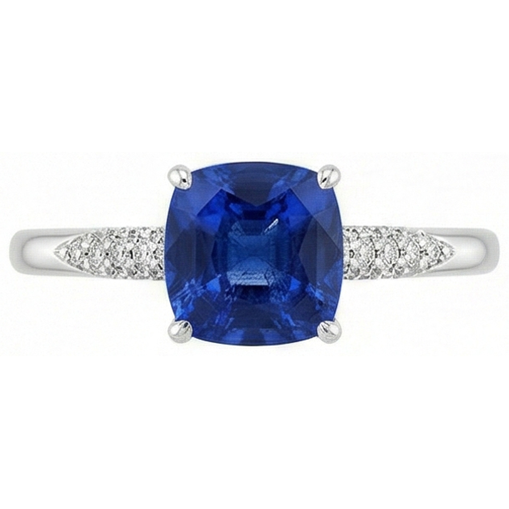 echter round saphir 2Karat ring Detailansicht