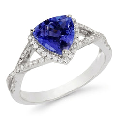 Blauer Saphir und Aus der Erde Abgebauter Natürlicher Diamanten 3.66 Karat Ring Weißgold 14K
