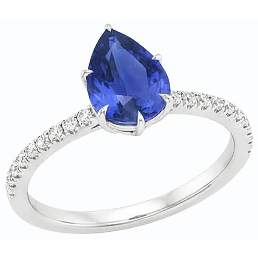 Blauer Saphirring mit Pave-Set Natürlicher Diamant ( nicht im Labor gezüchtet )akzenten Gold 4,50 Karat