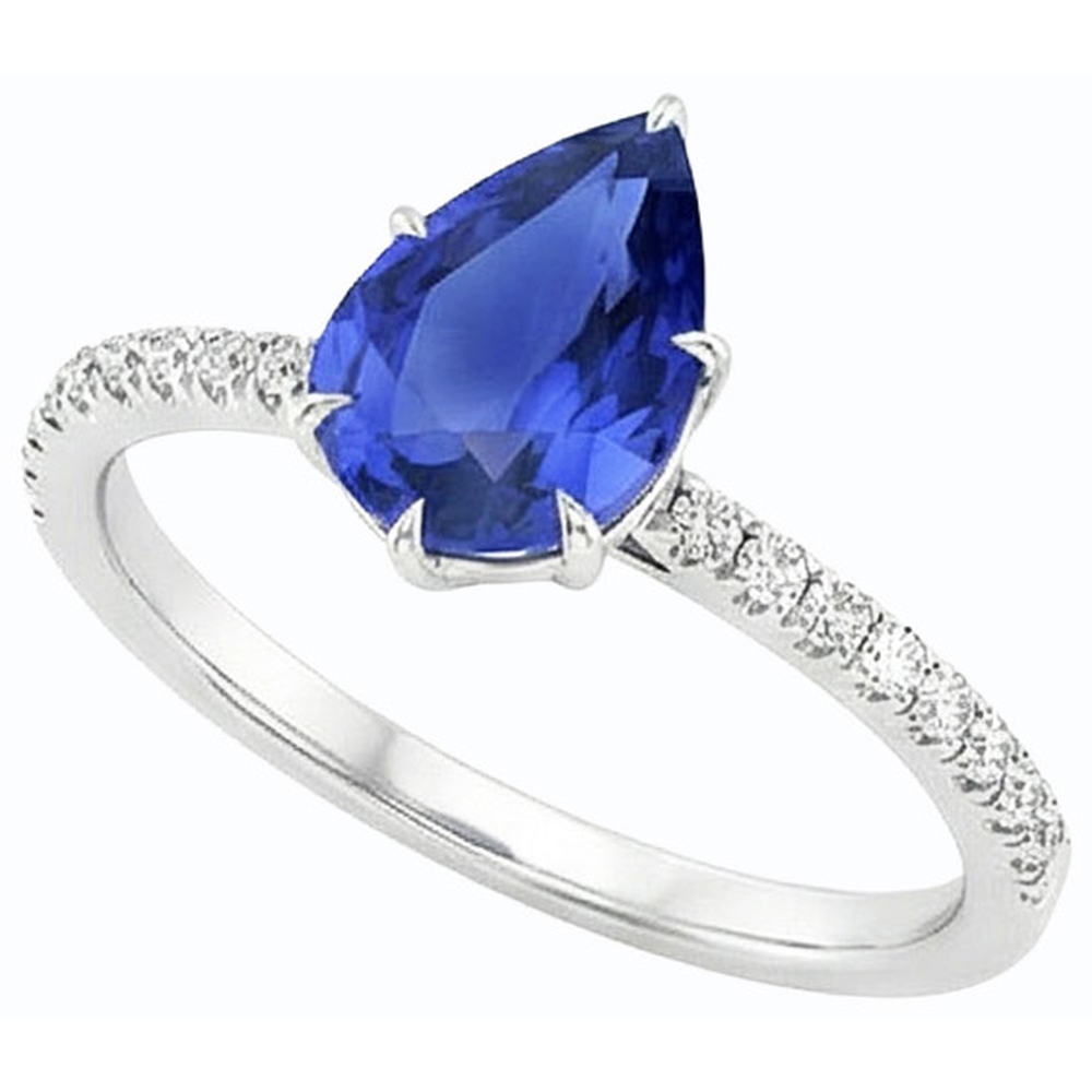 Blauer Saphirring mit Pave-Set Natürlicher Diamant ( nicht im Labor gezüchtet )akzenten Gold 4,50 Karat