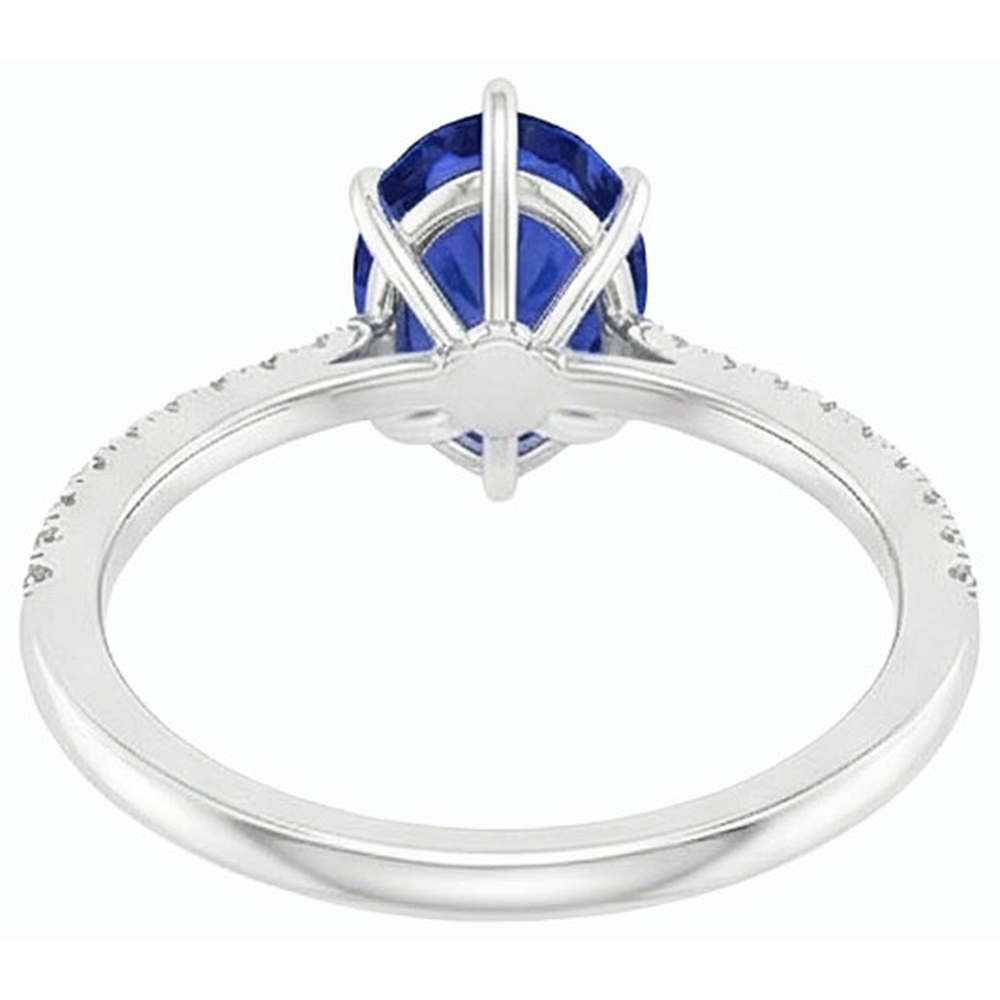 Blauer Saphirring mit Pave-Set Natürlicher Diamant ( nicht im Labor gezüchtet )akzenten Gold 4,50 Karat
