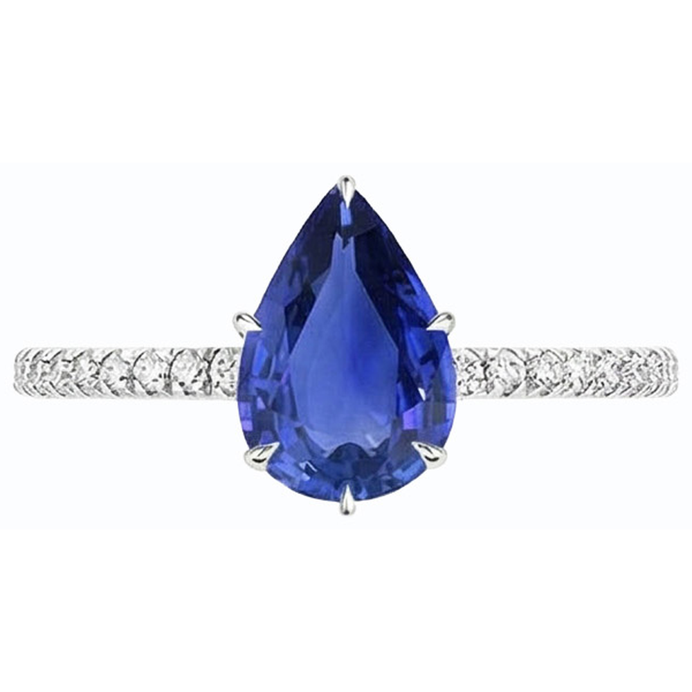 Blauer Saphirring mit Pave-Set Natürlicher Diamant ( nicht im Labor gezüchtet )akzenten Gold 4,50 Karat