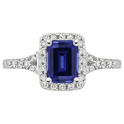 Blauer Smaragd-Ceylon-Saphir-Aus der Erde Abgebauter Natürlicher Diamant-Verlobungsring 3 Karat