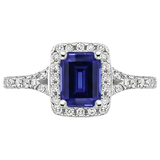 Blauer Smaragd-Ceylon-Saphir-Aus der Erde Abgebauter Natürlicher Diamant-Verlobungsring 3 Karat