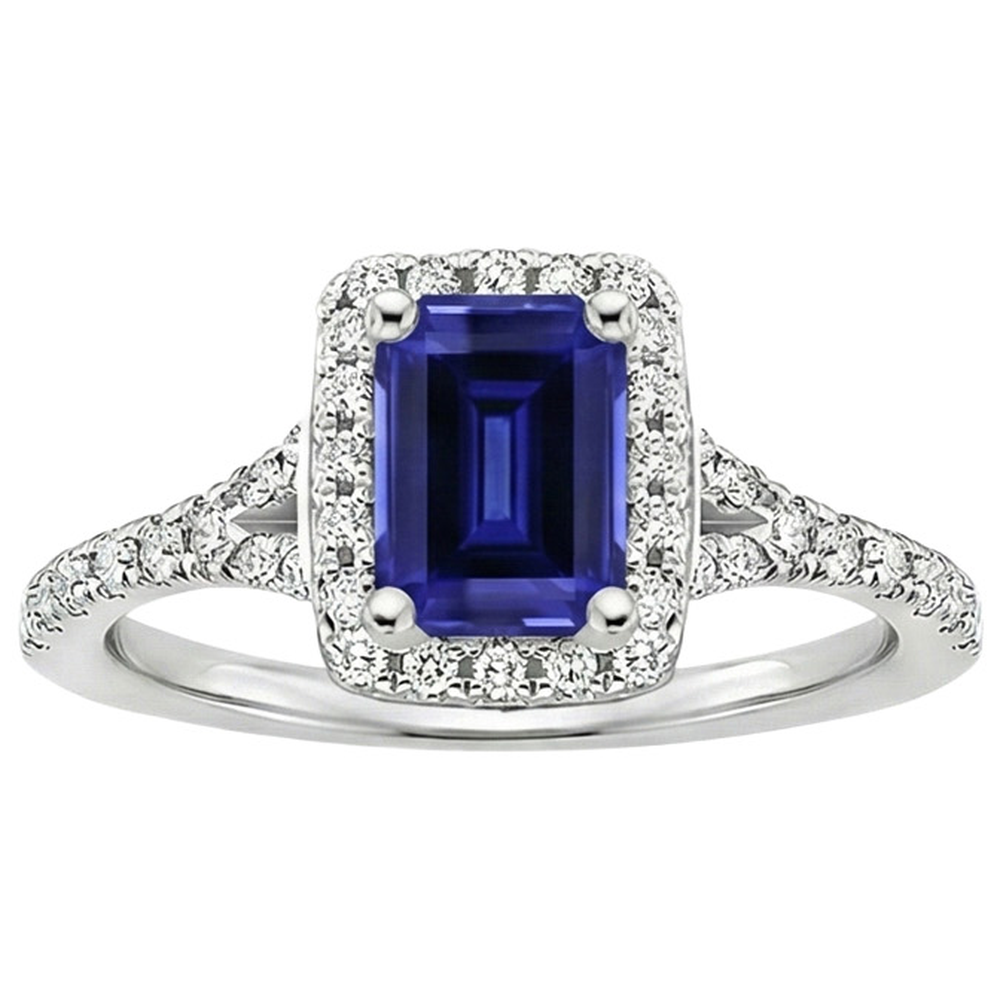 Blauer Smaragd-Ceylon-Saphir-Aus der Erde Abgebauter Natürlicher Diamant-Verlobungsring 3 Karat
