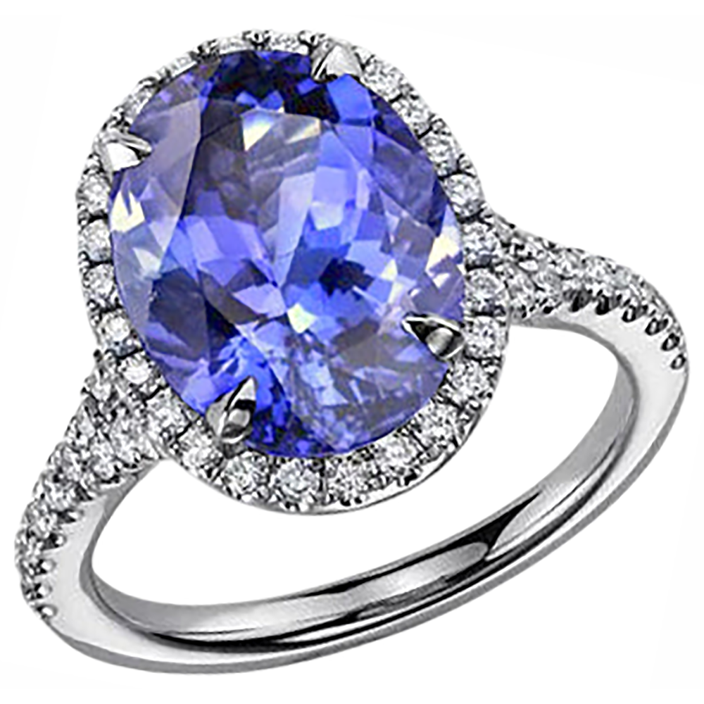 echter oval tansanit 6.50Karat ring Draufsicht