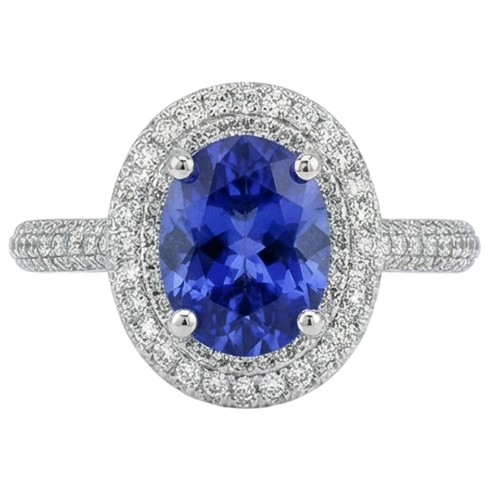 echter oval tansanit 10.75Karat ring Seitenansicht