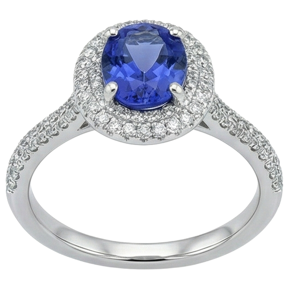 echter oval tansanit 10.75Karat ring Profilansicht