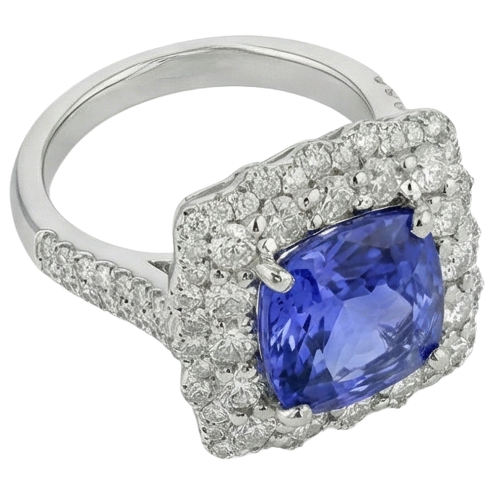 echter round tansanit 9.75Karat ring Detailansicht