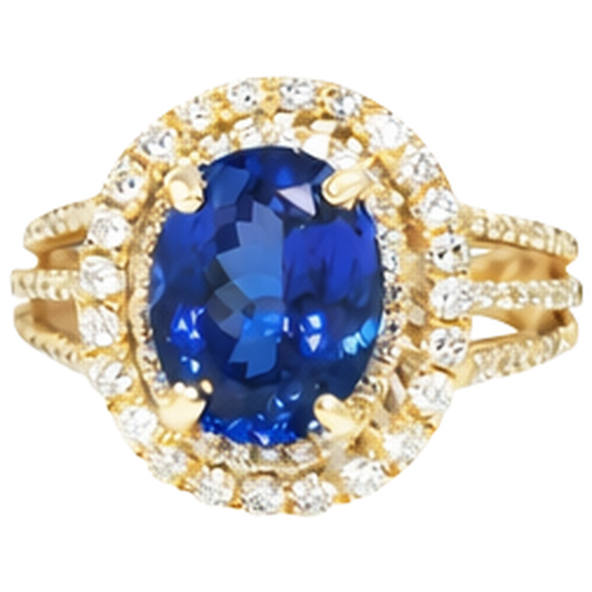 echter oval tansanit 6Karat ring Seitenansicht