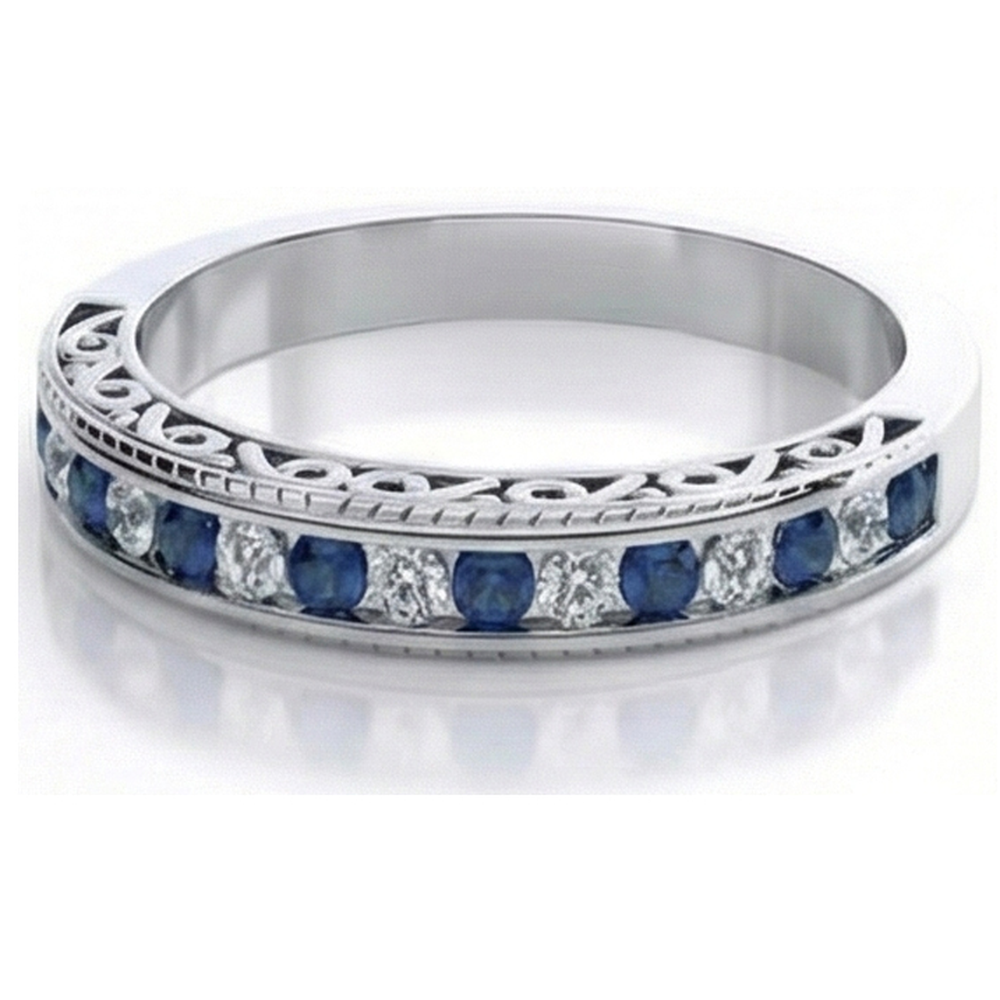 echter round saphir 3.40Karat ring Seitenansicht