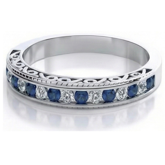 echter round saphir 3.40Karat ring Seitenansicht