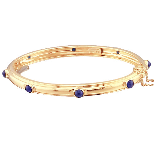 Blauer Saphir Cabochon Armreif Gelb Gold 14K Schmuck