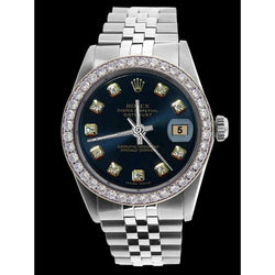 Blaues Diamant-Zifferblatt mit Lünette für Herren, Rolex Edelstahl Jubilee-Armband, Datejust-Uhr, SCHNELLES EINSTELLEN