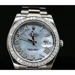 Blaues Zifferblatt Herren Rolex-Uhr Edelstahlarmband Date Just