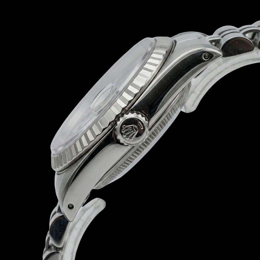 Blaues römisches Zifferblatt, geriffelte Lünette, Damen-Datumsuhr Just Rolex Betrachten Edelstahl