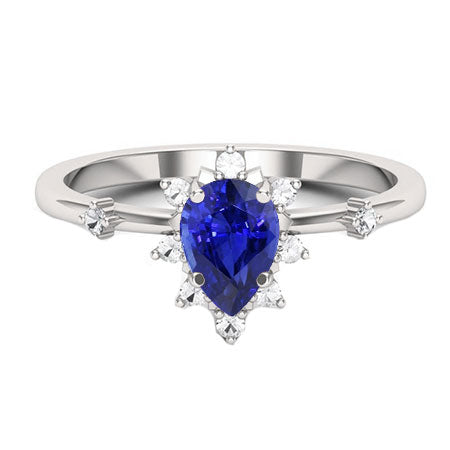 Natürlicher Kornblumenblauer Saphir Farbstein-Ring 1,50 Karat 14K Weißgold – Hauptansicht