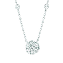 Blume Lünette Echt Diamant Cluster Halskette 2,50 Karat 14K Weißgold