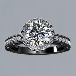 Blumen-Stil runder Echt Diamant-Halo-Verlobungsring 2.11 Karat BG 14K