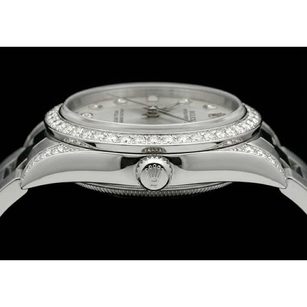 Brauch Diamant Lünette Rolex Mittelgroß NEIN Date 31 mm Uhr Edelstahl