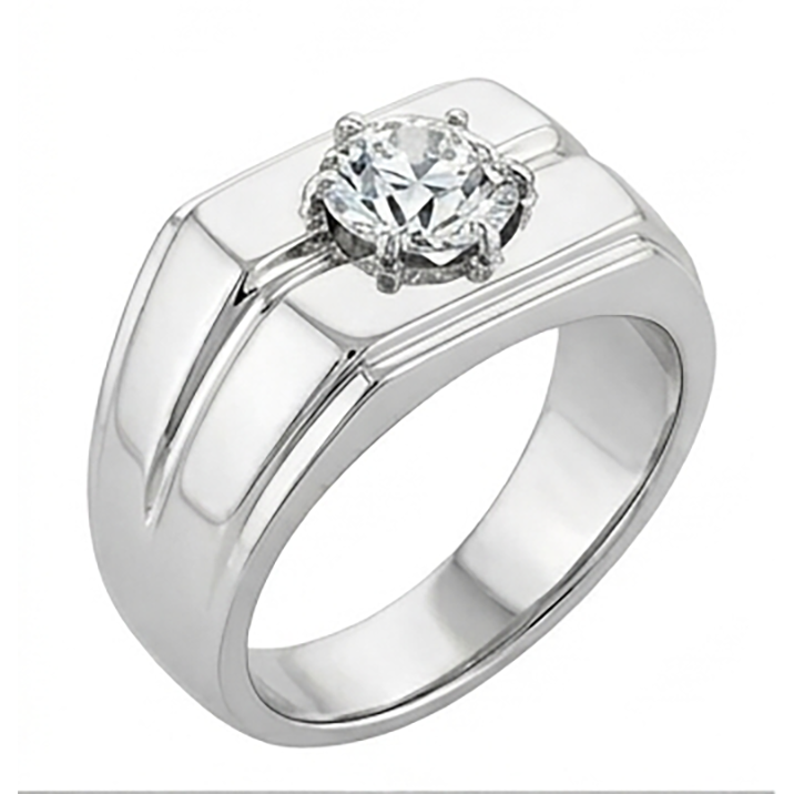 Brillant Antik-Kissen-Schliff Herren-Ring 2 Karat in 10K White