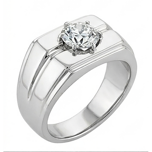 Brillant Antik-Kissen-Schliff Herren-Ring 2 Karat in 10K White