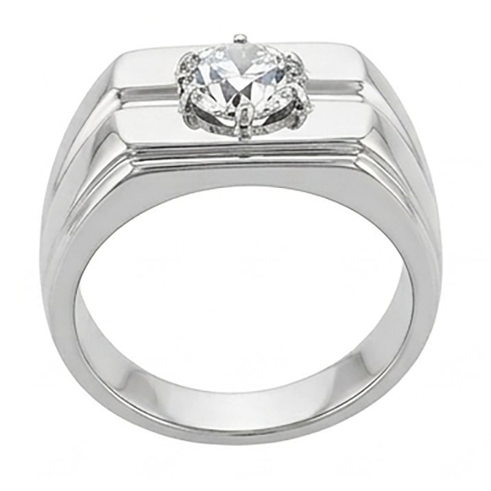 Brillant Antik-Kissen-Schliff Herren-Ring 2 Karat in 10K White