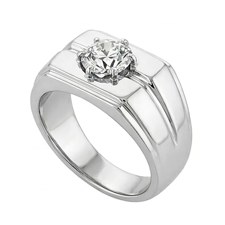 Brillant Antik-Kissen-Schliff Herren-Ring 2 Karat in 10K White