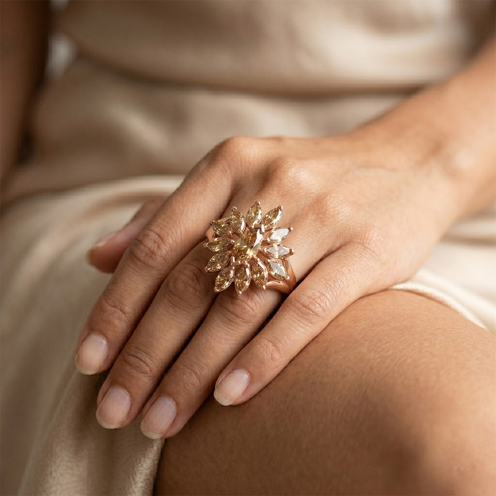 Brillant Wüsten-Diamant Ring 4 Karat in 14K Roségold