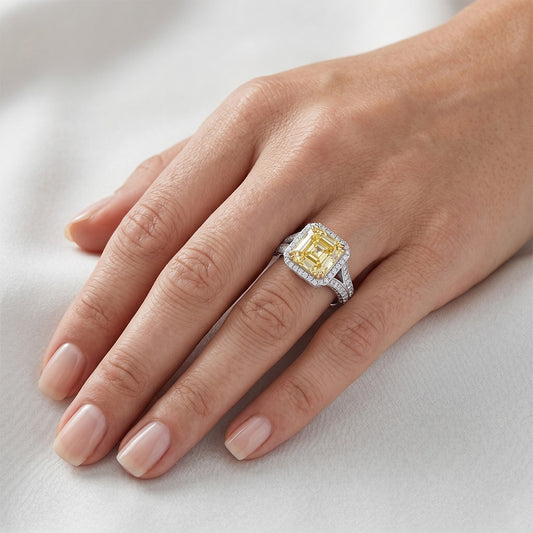 Brillanter Pavé Fancy Gelber Diamant Statement-Ring – 3,50 Karat