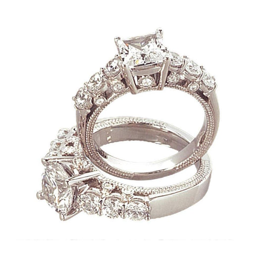 Brillantschliff Echt Diamant-Verlobungsring 2,50 Karat Jahrgang Stil WG 14K