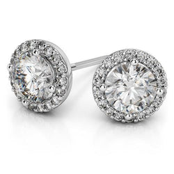 Brillantschliff 4 Karat Echt Aus der Erde Abgebauter Natürlicher Diamanten Damen Ohrstecker Halo Ohrringe Weißgold