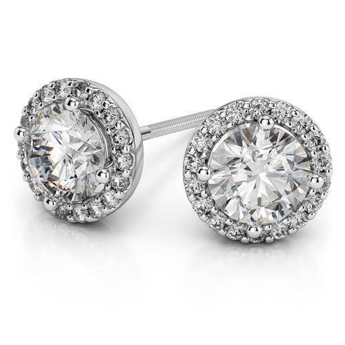Brillantschliff 4 Karat Echt Diamanten Damen Ohrstecker Halo Ohrringe Weißgold