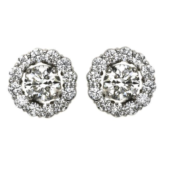 Brilliant Cut Echt Diamant Stud Halo Earring 3.20 Carats White Gold Jewelry