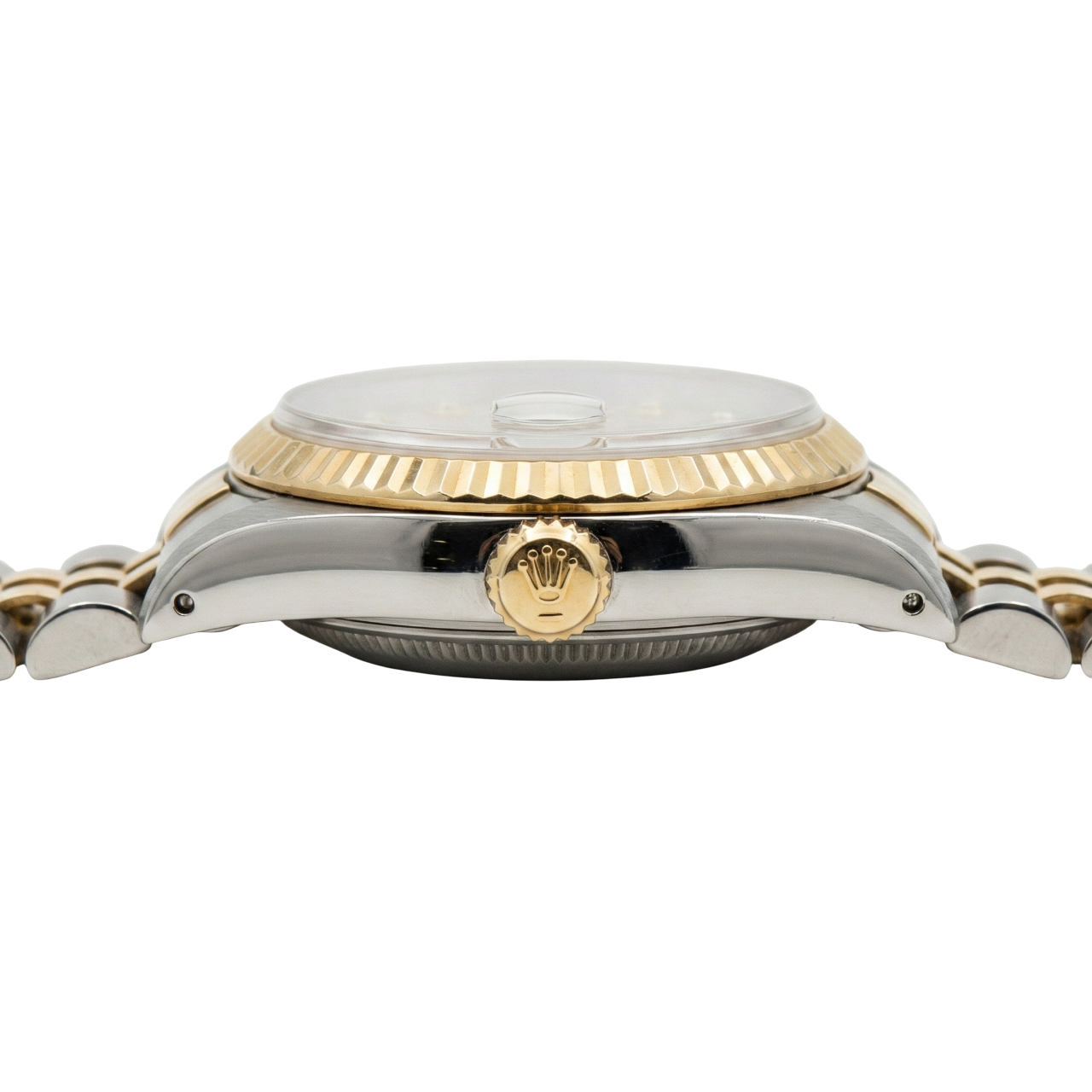 Burgunderrotes Diamantzifferblatt aus Edelstahl und goldene Jubilee Datejust-Damenuhr von Rolex