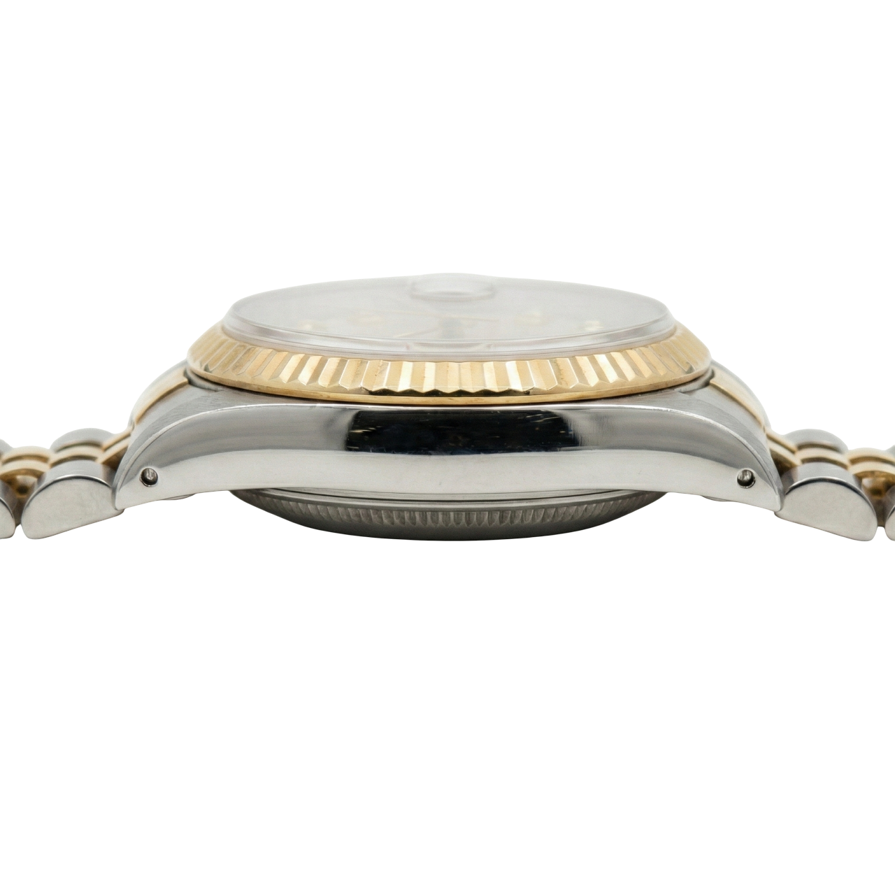 Burgunderrotes Diamantzifferblatt aus Edelstahl und goldene Jubilee Datejust-Damenuhr von Rolex