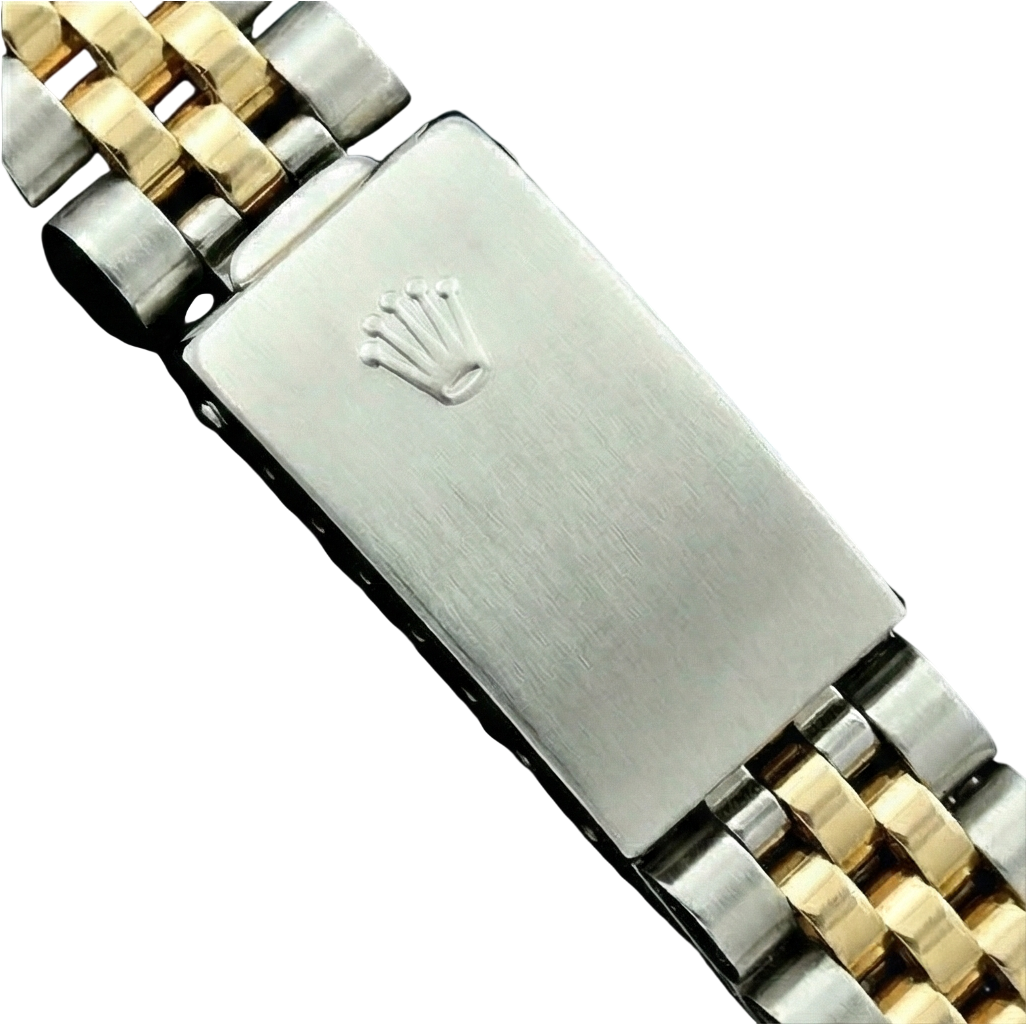 Burgunderrotes Diamantzifferblatt aus Edelstahl und goldene Jubilee Datejust-Damenuhr von Rolex