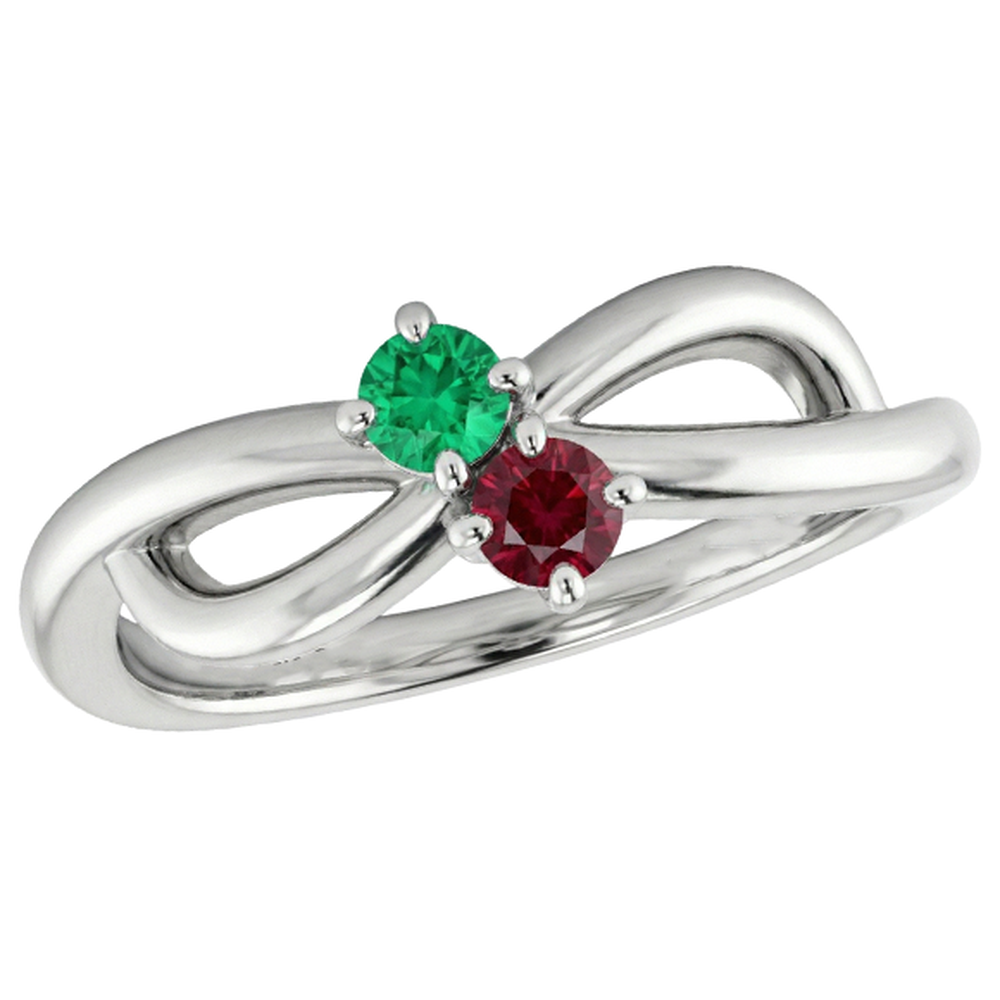 Burma Rubin 0,30 Karat grüner Smaragd Infinity Twist Edelsteinring