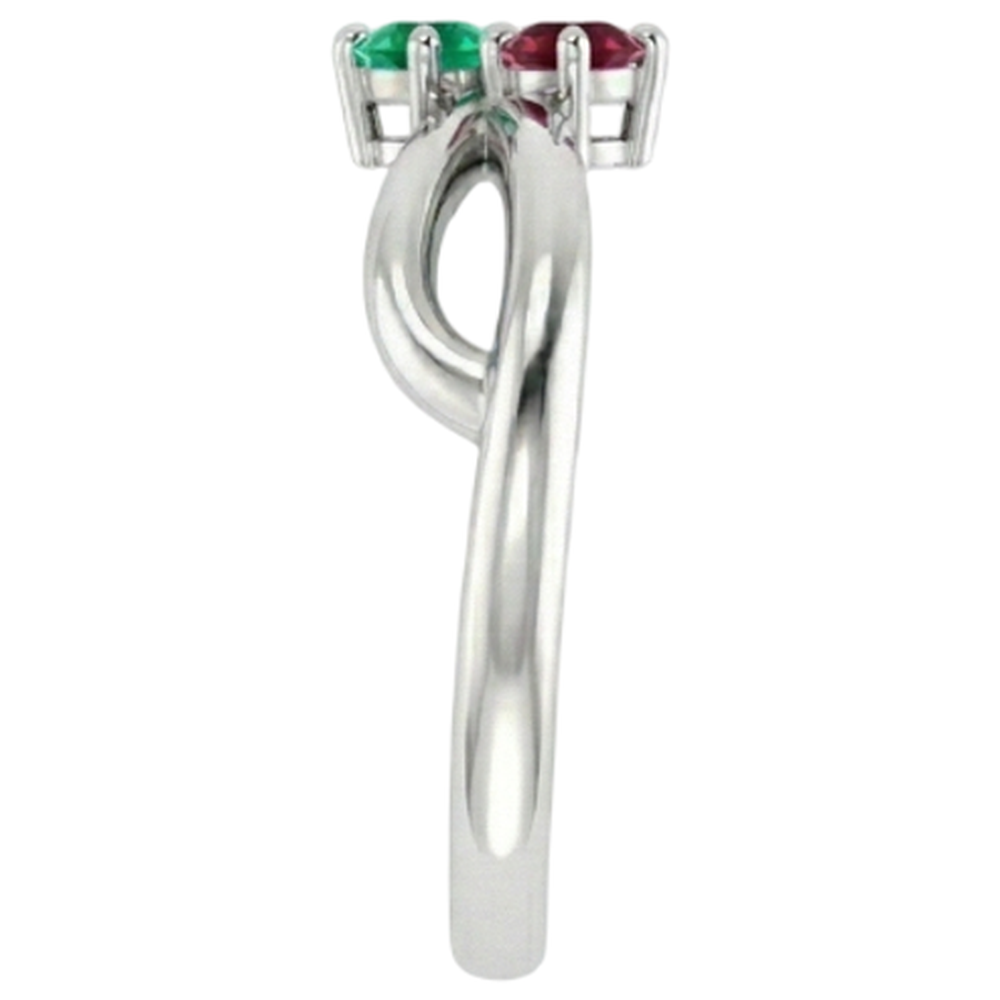 Burma Rubin 0,30 Karat grüner Smaragd Infinity Twist Edelsteinring